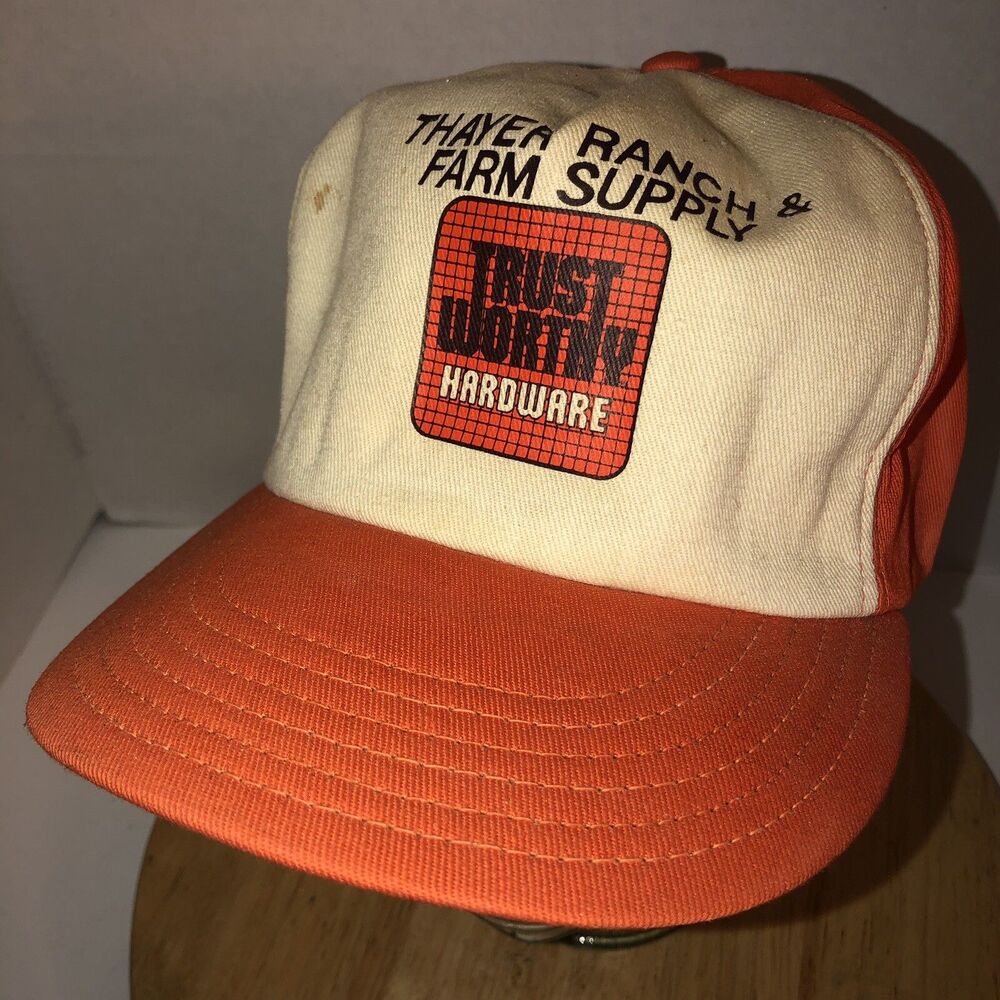 Vintage THAYER RANCH FARM SUPPLY 70s 80s USA Union Made Stevens Hat Cap Snapback